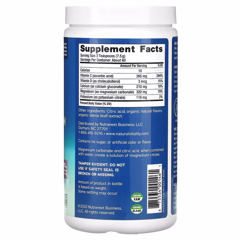 Natural Vitality Calm Plus Calcium. Raspberry Lemon Flavour 453g 2 Natural Vitality Calm Plus Calcium. Raspberry Lemon Flavour 453g - Image 2