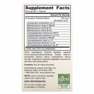 Jarrow Formulas Jarro-Dophilus Ultra Gut Rescue- 50 Billion CFU - 60 vcaps 3 jarrow dophilus ingredients