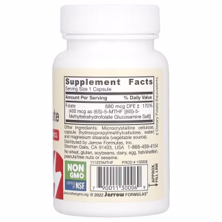 Jarrow Formulas Methyl Folate - 400mcg - 60 vcaps 3 Jarrow Formulas Methyl Folate Ingredients