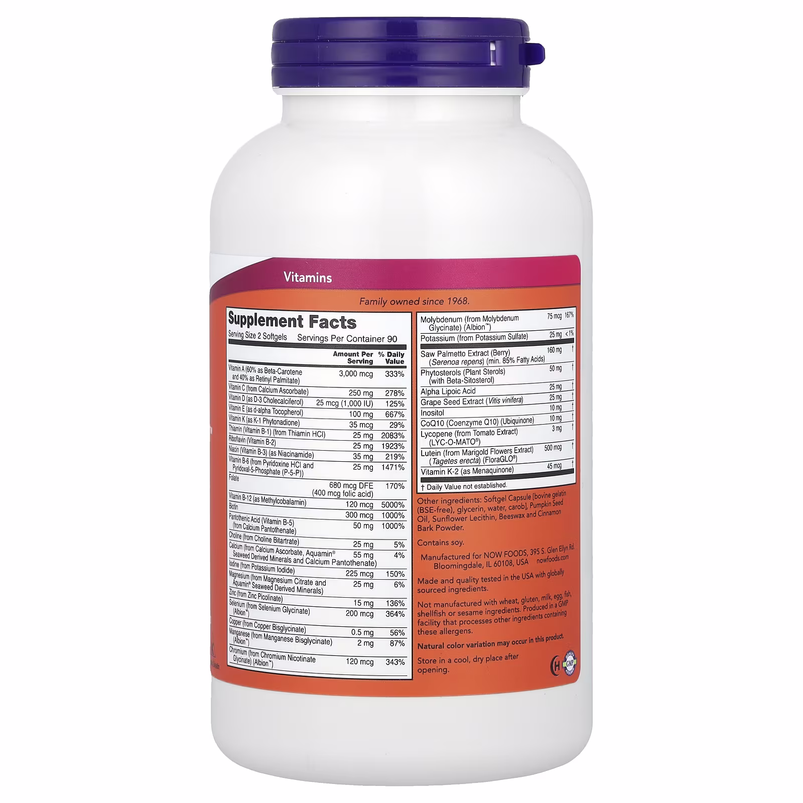 NOW Foods ADAM Multi-Vitamin for Men - 180 softgels 2 Adam™ Men's Multiple Vitamin Softgels