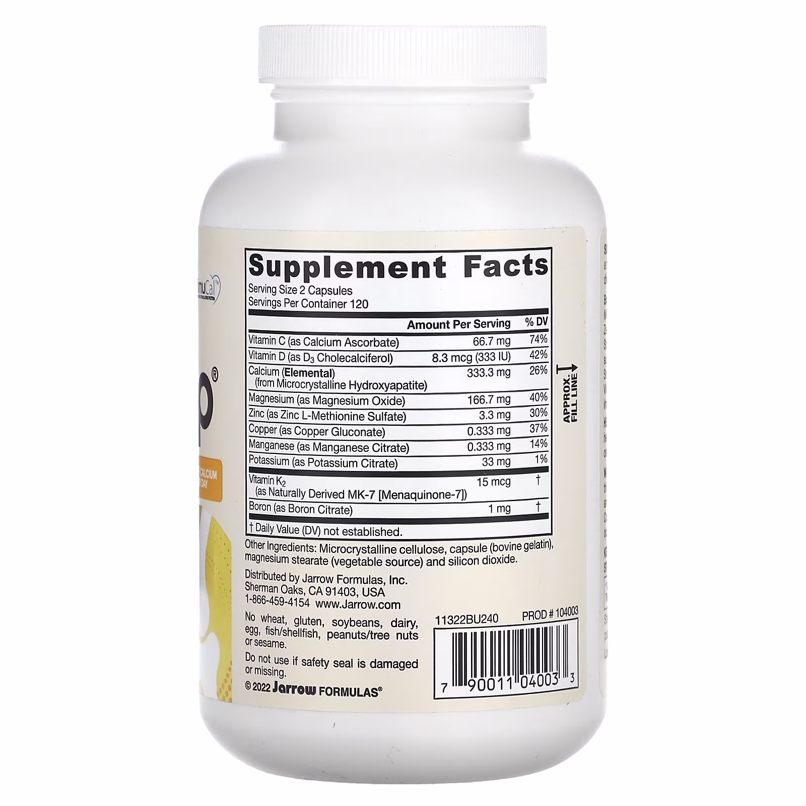 Jarrow Formulas BoneUp Capsules - 240 caps 2 Jarrow Bones Up 240s Label