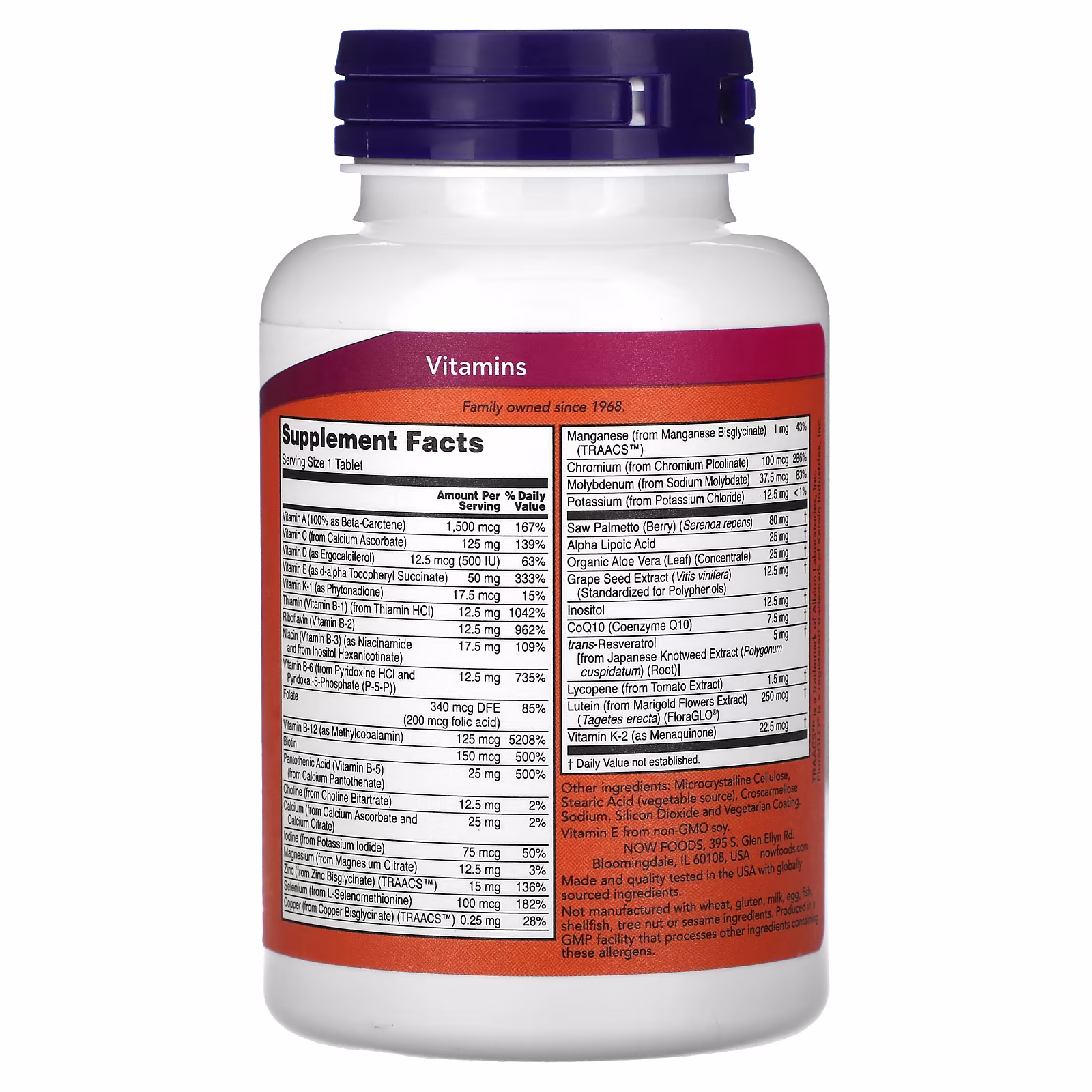 NOW Foods ADAM Multi-Vitamin for Men - 60 tablets 2 NOW Foods ADAM Multi-Vitamin for Men - 60 tablets - Image 2