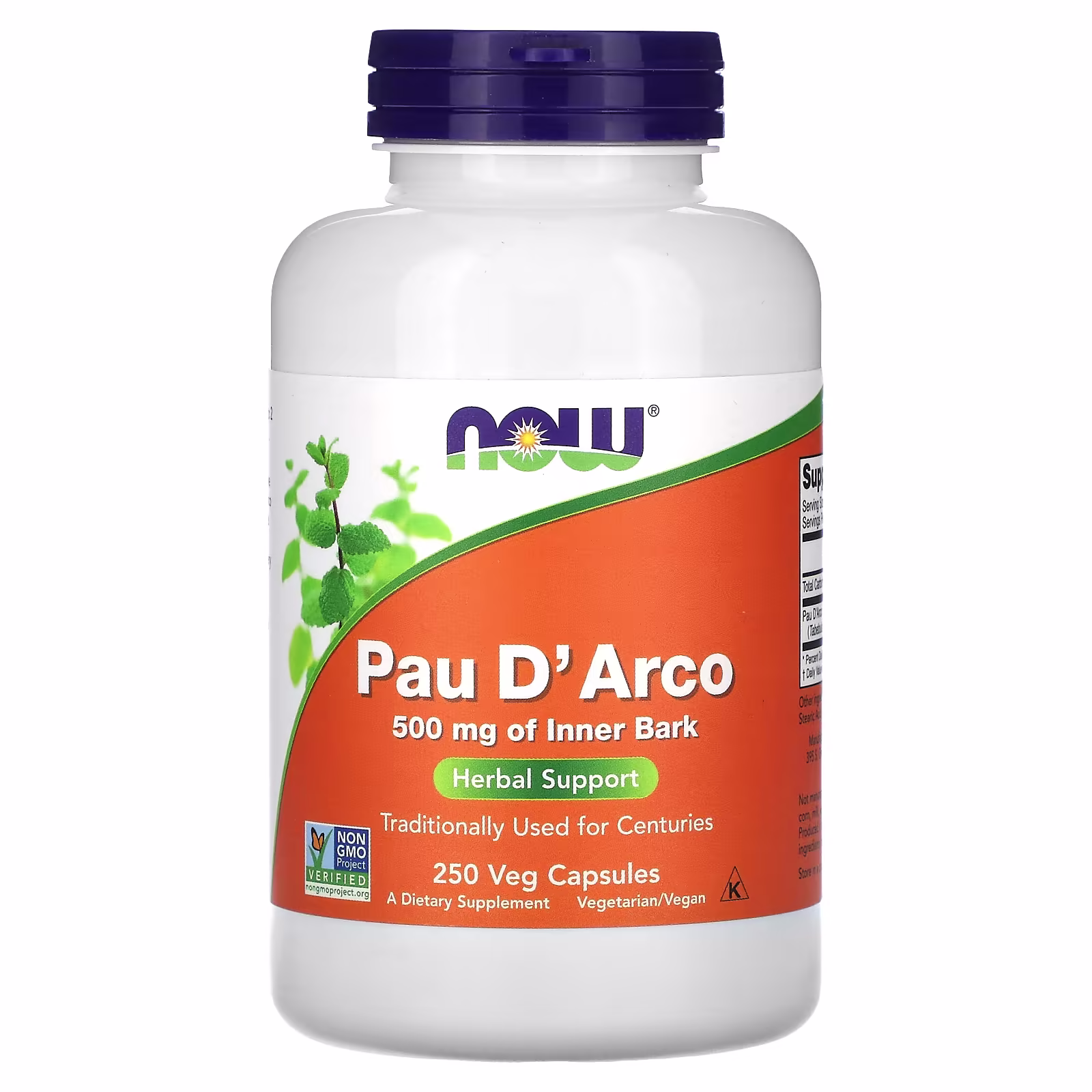 NOW Foods Pau D'Arco - 500mg - 250 vcaps 1 NOW Foods, Pau D'Arco, 500 mg, 250 Veg