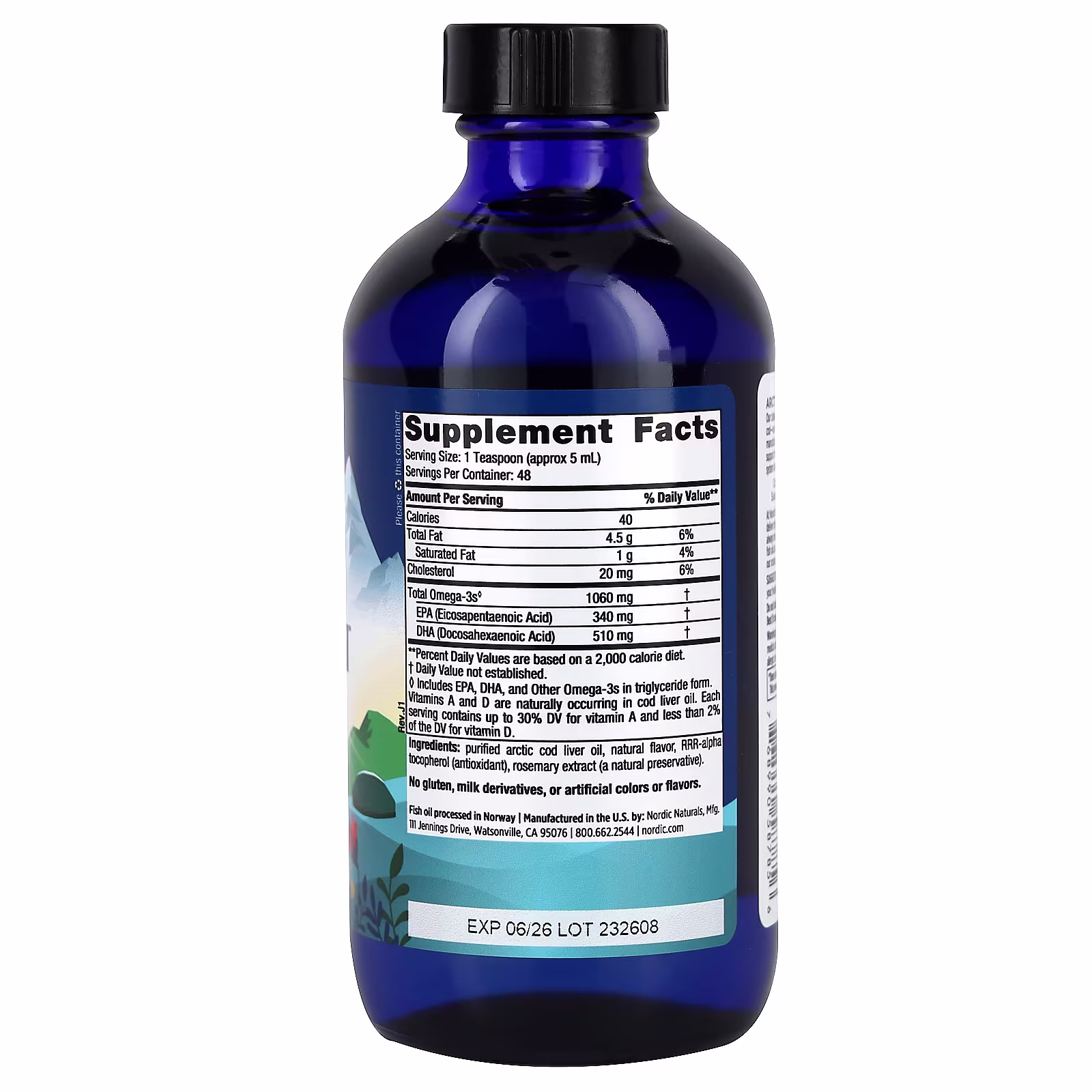 Nordic Naturals Arctic Cod Liver Oil - 1060mg Lemon - 237 ml. 2 Nordic Naturals Arctic Cod Liver Oil - 1060mg Lemon - 237 ml. - Image 2