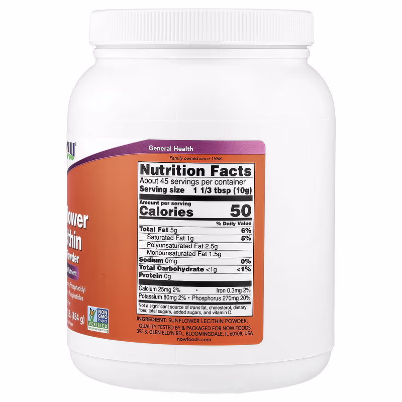 NOW Foods Sunflower Lecithin - Pure Powder - 454 grams 2 NOW Foods Sunflower Lecithin - Pure Powder - 454 grams - Image 2