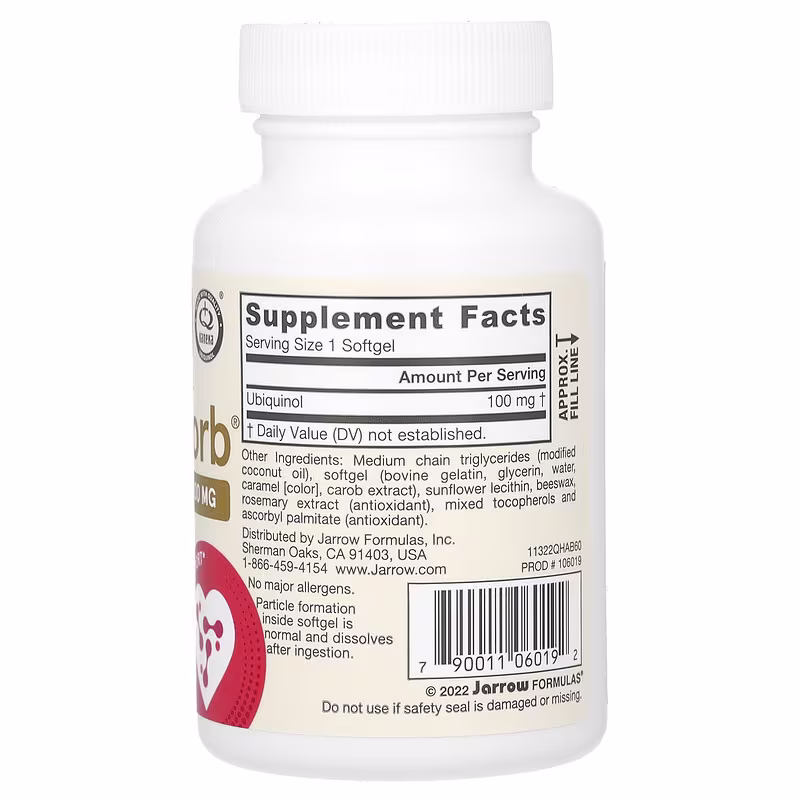Jarrow Formulas Ubiquinol QH-absorb - 100mg - 60 softgels 2 Jarrow Formulas, Ubiquinol QH-Absorb Ingredients