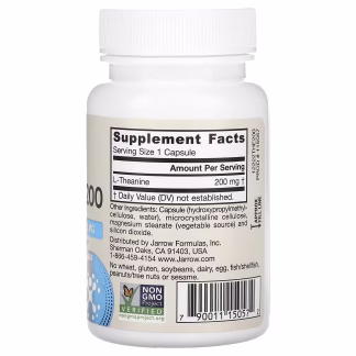 Jarrow Formulas Theanine - 200mg - 60 vcaps 3 Jarrow Formulas Theanine - 200mg - 60 vcaps - Image 2