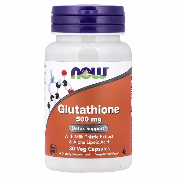 NOW Foods Glutathione with Milk Thistle Extract & Alpha Lipoic Acid - 500mg - 30 vcaps 1 NOW Foods, Glutathione With Milk Thistle Extract
