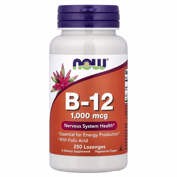 NOW Foods Vitamin B-12 with Folic Acid - 1000mcg - 250 lozenges 1 NOW Foods Vitamin B-12 with Folic Acid - 1000mcg - 250 lozenges