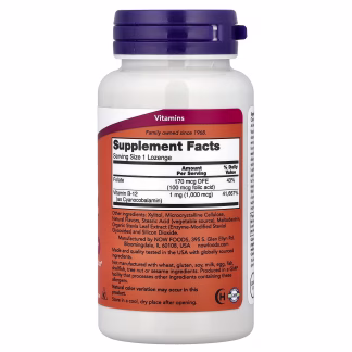 NOW Foods Vitamin B-12 with Folic Acid - 1000mcg - 250 lozenges 3 NOW Foods Vitamin B-12 with Folic Acid - 1000mcg - 250 lozenges - Image 2