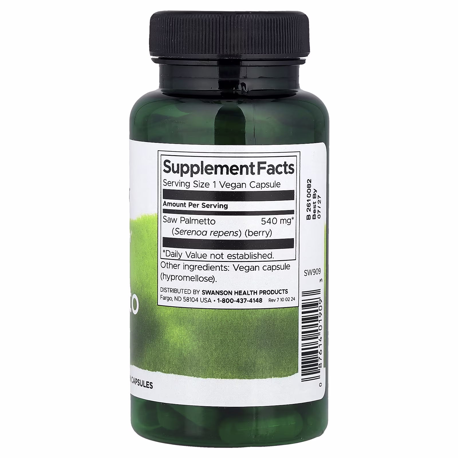 Swanson Saw Palmetto, 540mg - 100 caps 2 swansons sawpalmetto label