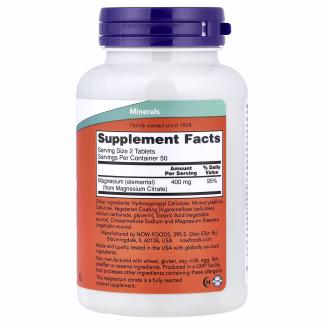 NOW Foods Magnesium Citrate - 200mg - 100 tablets 3 NOW Foods Magnesium Citrate - 200mg - 100 tablets - Image 2