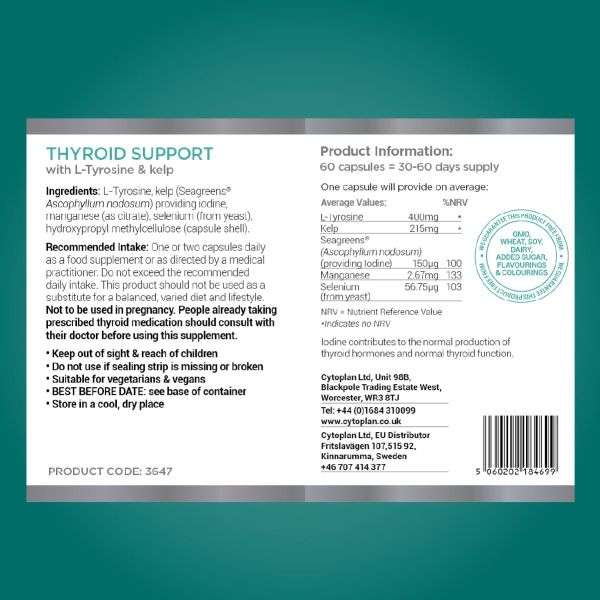 Cytoplan Thyroid Support - 60 vcaps 2 Cytoplan Thyroid Support - 60 vcaps - Image 2