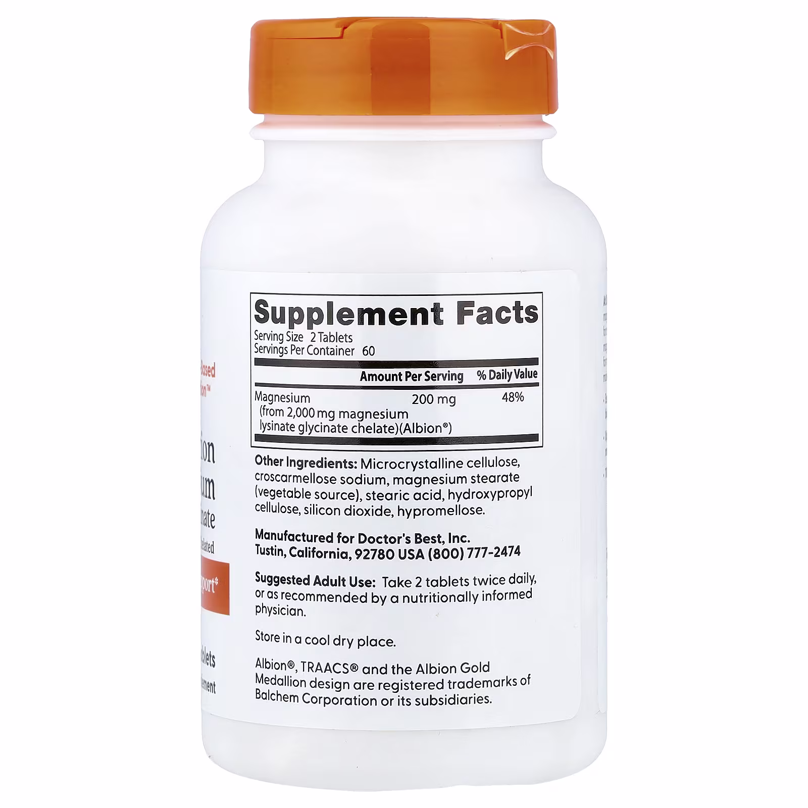 Doctor's Best High Absorption Magnesium - 200mg - 120 tablet 2 Doctor's Best High Absorption Magnesium - 200mg - 120 tablet - Image 2