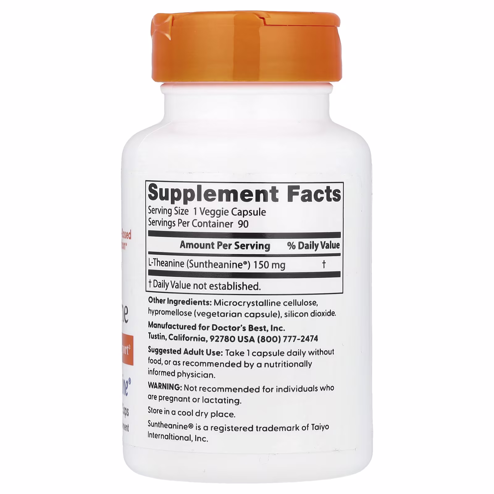 Doctor's Best L-Theanine with Suntheanine, 150mg - 90 vcap 2 Doctor's Best L-Theanine with Suntheanine, 150mg - 90 vcap - Image 2